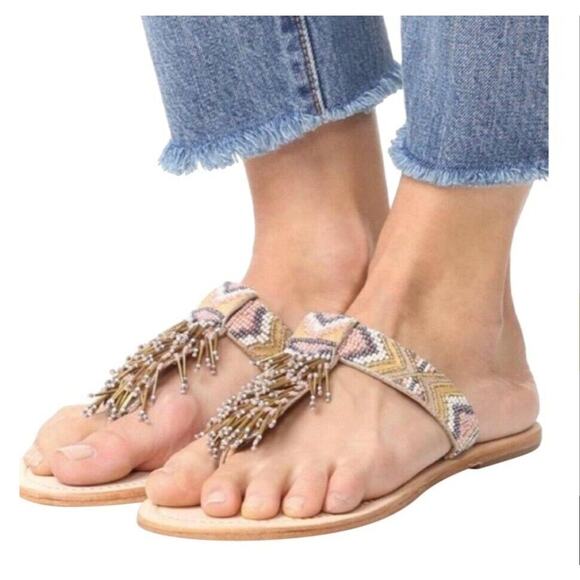 Sam Edelman Anella Multi Bead Fringe Slip On Thong Sandals Size 8 - Picture 1 of 15